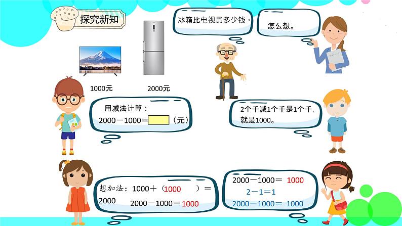 人教版数学2年级下册 7.8 整百、整千数加减法 PPT课件第6页