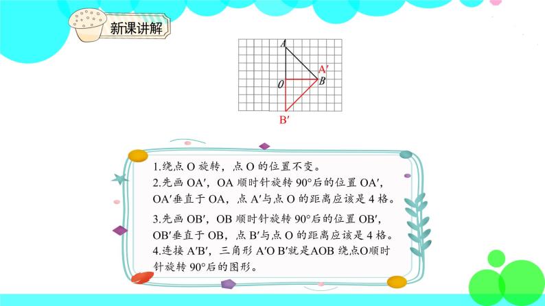 人教版数学5年级下册 5.2画出简单图形旋转90°的图形 PPT课件06