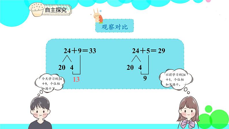 人教版数学1年级下册 6.3 两位数加一位数（进位） PPT课件07