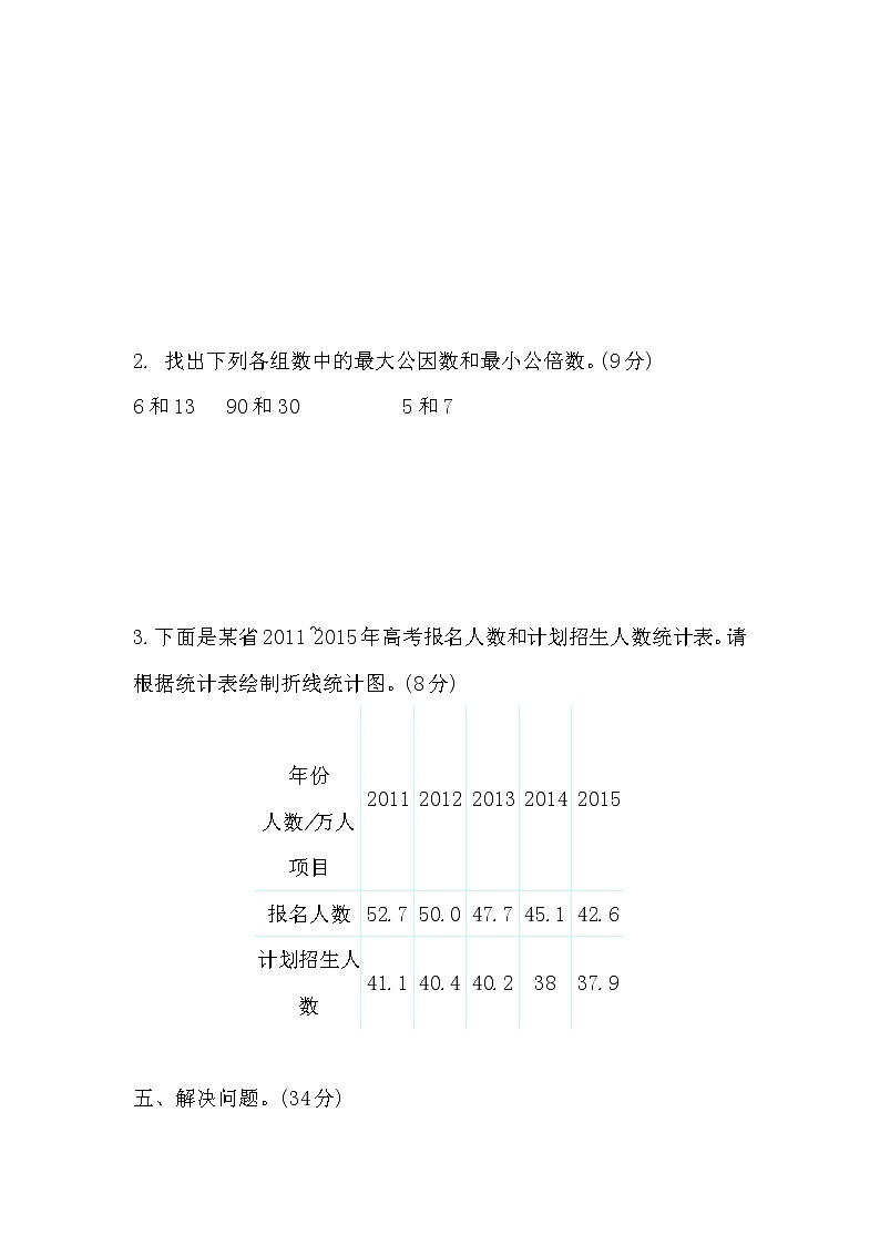 2022年苏教版小学数学五年级下册期中测试卷03（含答案）第3页