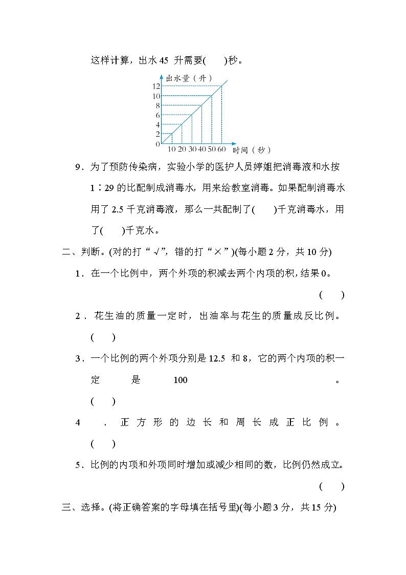 青岛版五年级下册数学 第三单元 比例 测试卷第2页