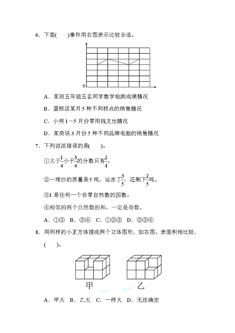 人教版五年级下册数学 莆田市数学期末质量监测卷03
