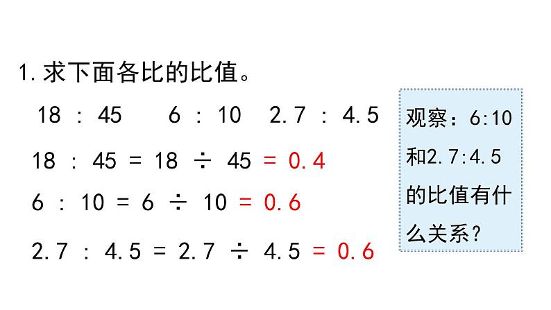 人教版六年级数学下册 第4单元 比例的意义和基本性质  第1课时  比例的意义 课件第2页