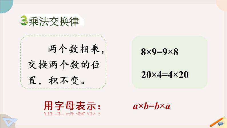 苏教版四年级数学下册六 运算律 整理与练习（教学课件）第5页