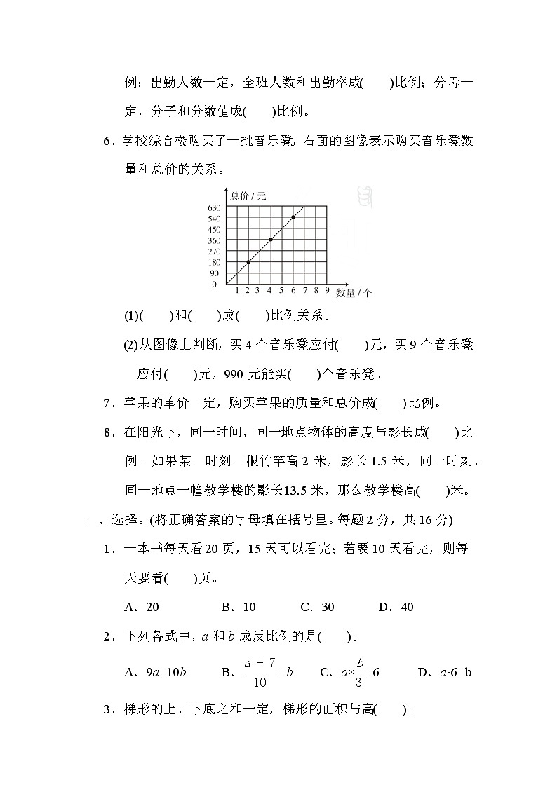 苏教版六年级下册数学 第六单元达标检测卷02