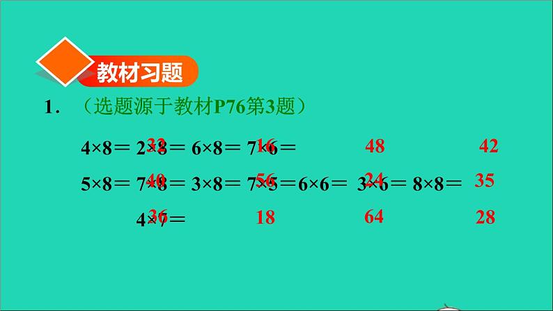 2021二年级数学上册第6单元表内乘法二第2课时8的乘法口诀习题课件新人教版第2页