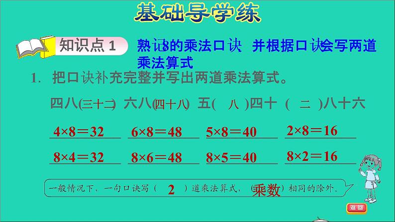 2021二年级数学上册第6单元表内乘法二第2课时8的乘法口诀习题课件新人教版第5页