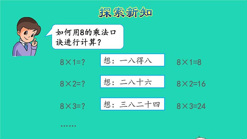 2021二年级数学上册第6单元表内乘法二第2课时8的乘法口诀授课课件新人教版第6页