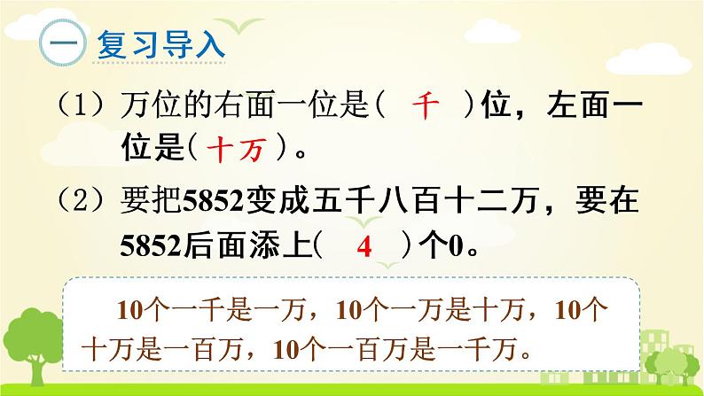 苏教数学四年级下册 二 认识多位数  第2课时 认识含有万级和个级的数 PPT课件第2页