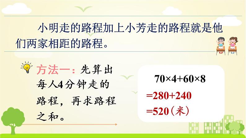 苏教数学四年级下册 六 运算律  第6课时 相遇求路程的实际问题 PPT课件第8页