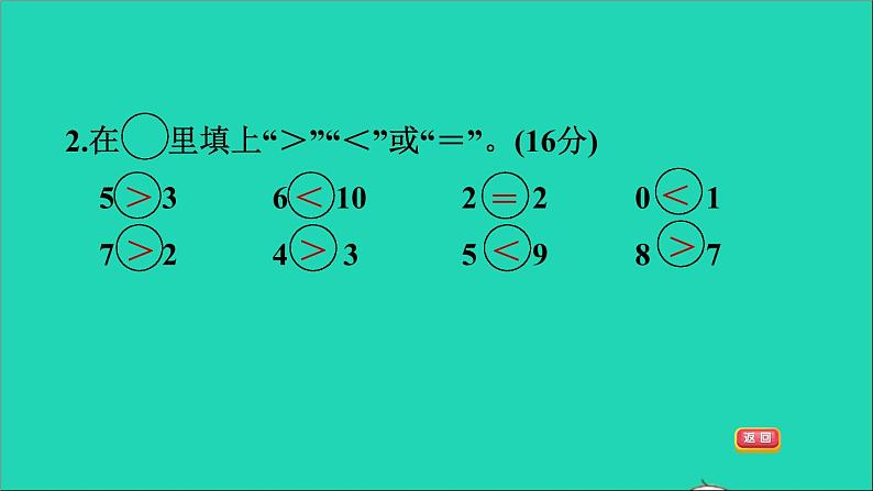 2021一年级数学上册二10以内数的认识阶段小达标3课件冀教版第4页