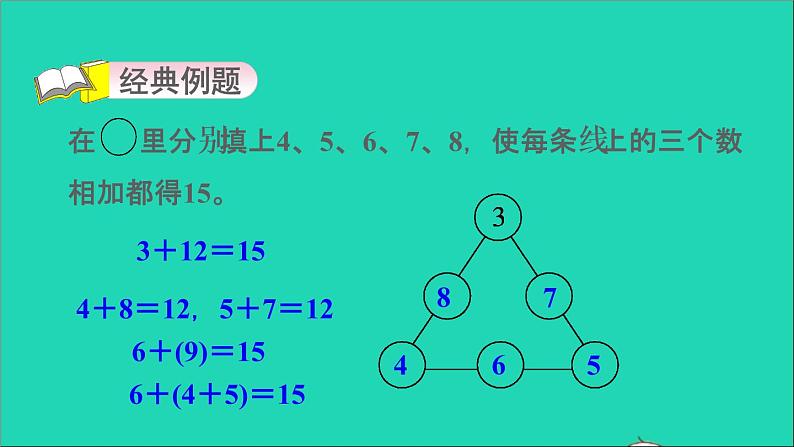 2021一年级数学上册八20以内的加法第7招利用分组妙填图形空缺数课件冀教版第3页
