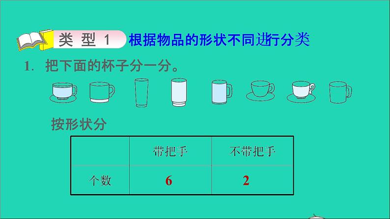 2021一年级数学上册六分类第3招智慧分一分课件冀教版第6页