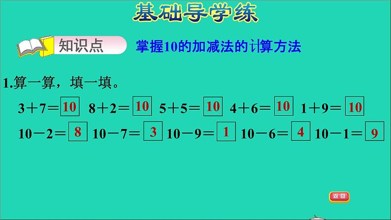 2021一年级数学上册五10以内的加法和减法第5课时10和0的加减法习题课件冀教版第3页