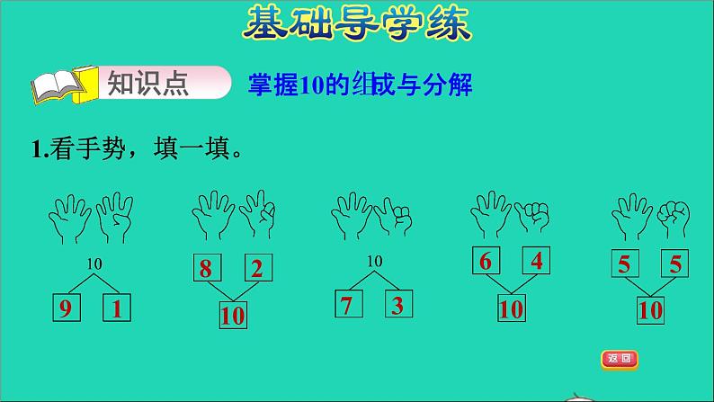 2021一年级数学上册四合与分第2课时10的组成与分解习题课件冀教版第3页