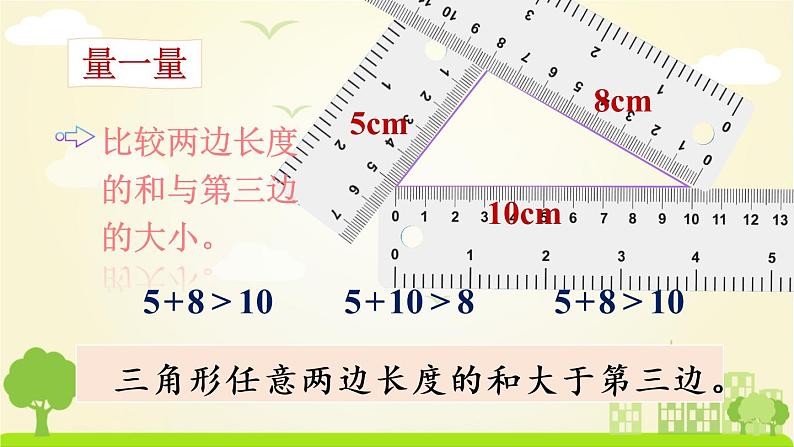 苏教数学四年级下册 七 三角形、平行四边形和梯形  第2课时 三角形的三边关系 PPT课件第8页