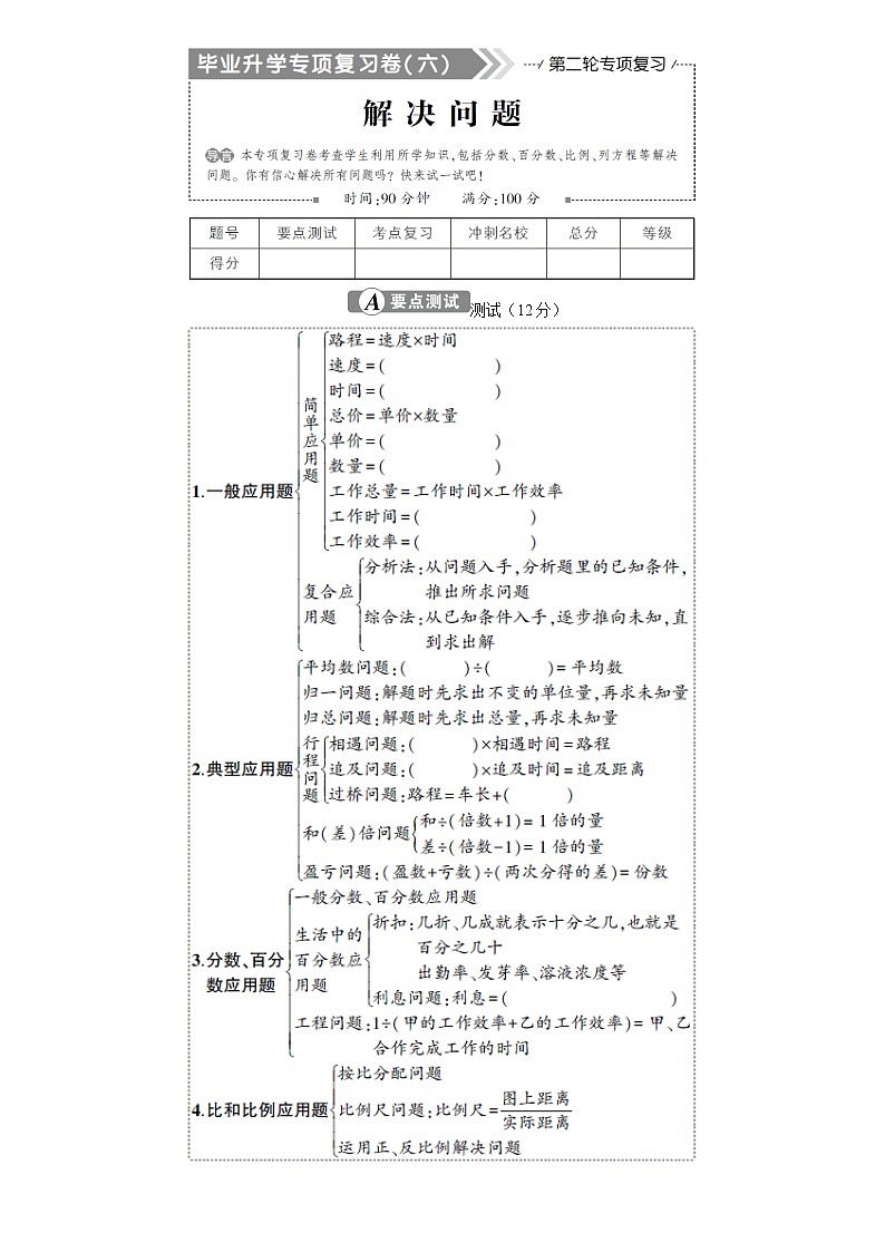 小升初数学专项复习：解决问题（学生版+教师版）01