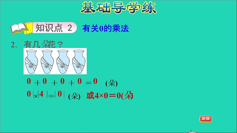 2021二年级数学上册一看魔术__乘法的初步认识信息窗3第4课时有关1和0的乘法习题课件青岛版六三制04