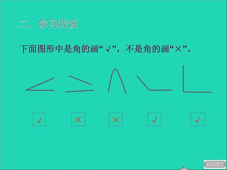 2021二年级数学上册三小制作__角的初步认识信息窗1第1课时角的初步认识授课课件青岛版六三制第5页