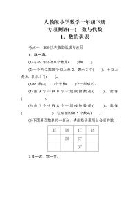 人教版小学数学一年级下册 专项测评(一)　数与代数1（含答案）