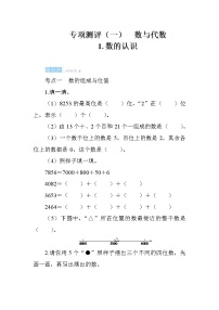 人教版小学数学二下 专项测评1 数与代数（含答案）