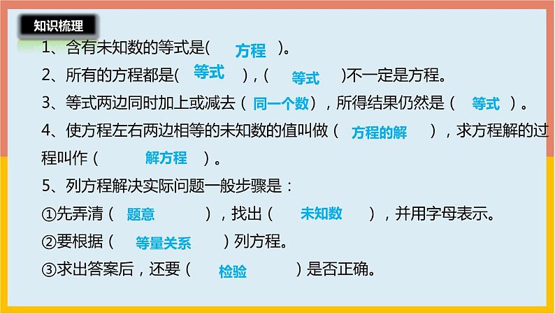 1.11简易方程的整理与复习（一）（课件）-2021-2022学年数学五年级下册第3页