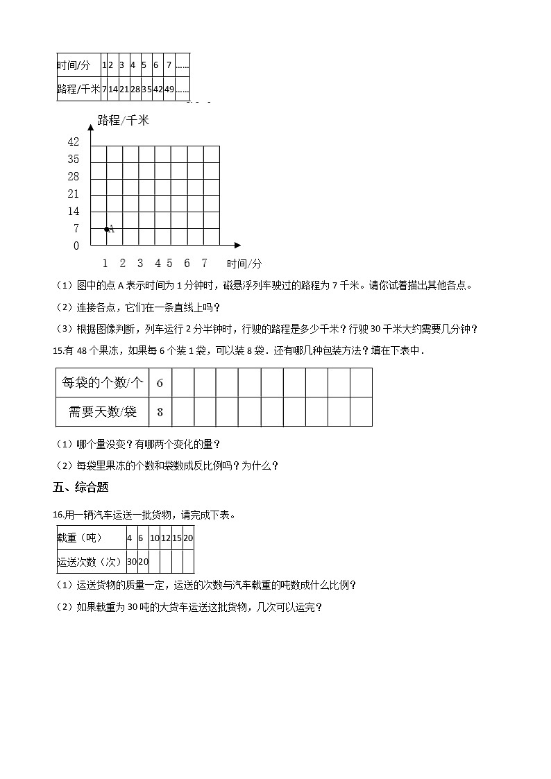 六年级下册数学一课一练-1.6反比例（一） 浙教版（含答案）02
