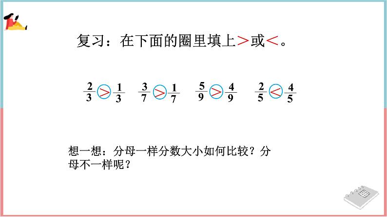 冀教版数学五下 第二单元 《异分母分数加减法》第2课时 分数的大小比较课件PPT第2页