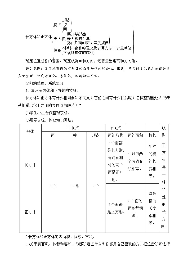 北师大版数学五下  总复习2《图形与几何》教案设计02