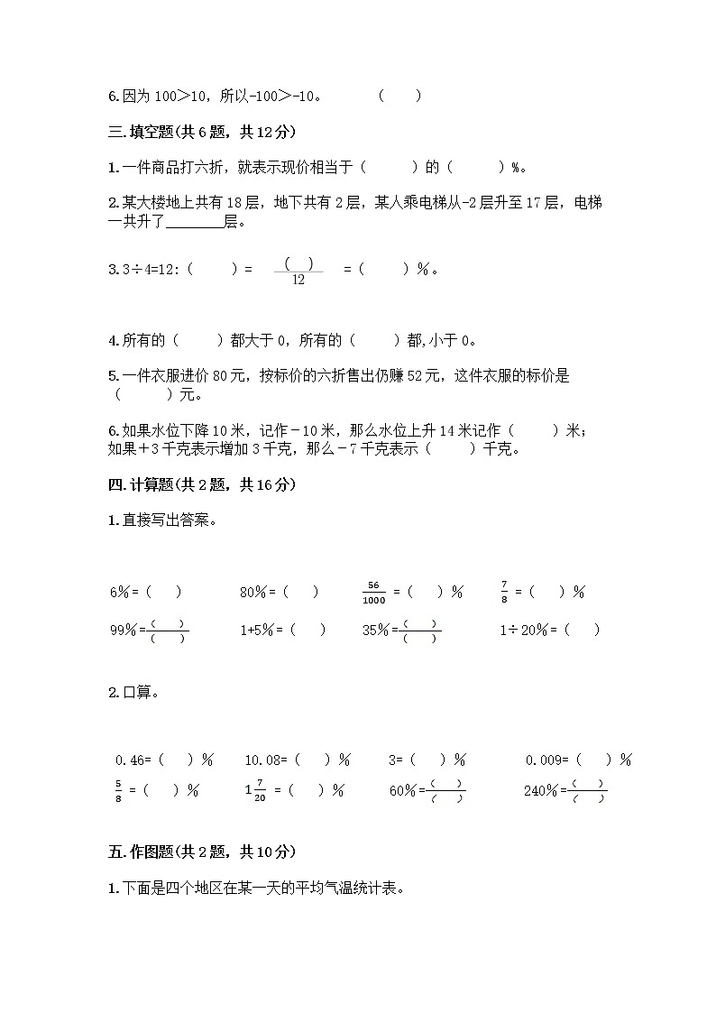 人教版六年级下册数学期中测试卷含完整答案（有一套）第2页