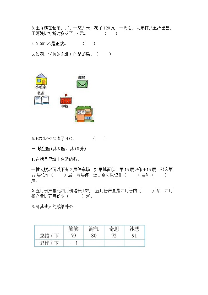人教版六年级下册数学期中测试卷及完整答案【精品】02