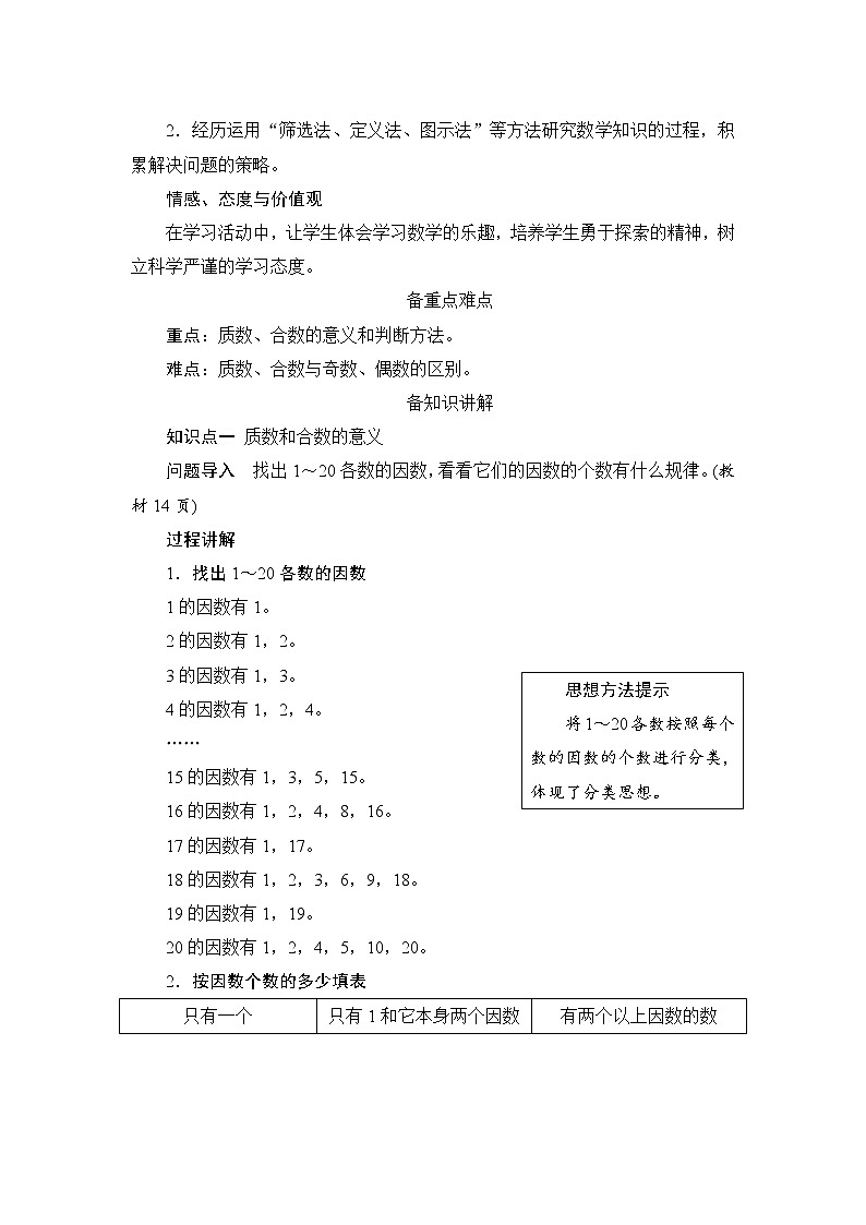 第2单元第3节《质数和合数》备课解决方案第2页