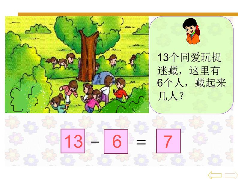 人教版数学一年级下册-0220以内的退位减法-01十几减5、4、3、2-课件06第1页