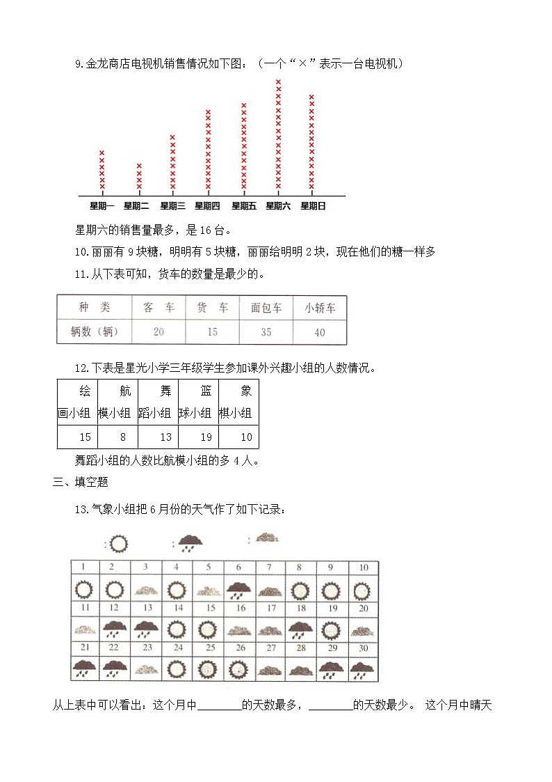 人教版数学二年级下册-01数据收集整理-随堂测试习题06第3页
