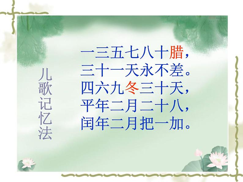 人教版数学三年级下册-06年、月、日-03整理与复习-课件0107