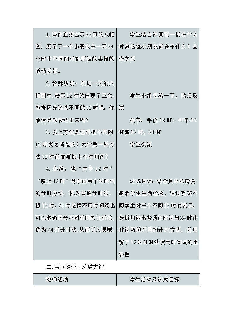 人教版数学三年级下册-06年、月、日-0124时计时法-教案0302