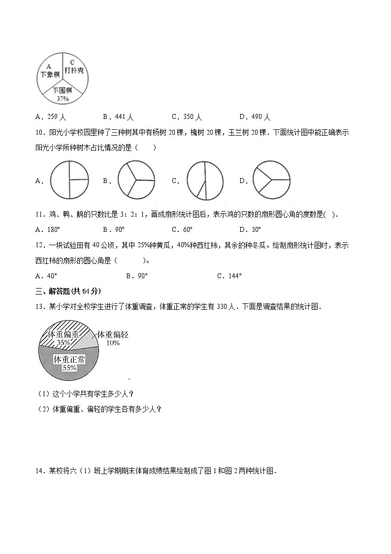 【一线培优专用卷】第一单元《扇形统计图》单元测试卷提优卷（2021-2022学年苏教版数学六年级下册）03
