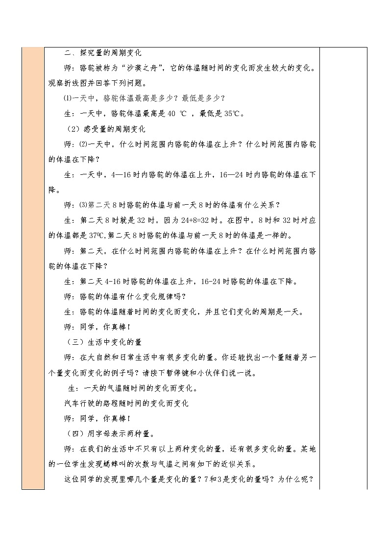 【精品备课】北师大版 6年级下册数学 第4单元第1课时 变化的量（表格式教案）03
