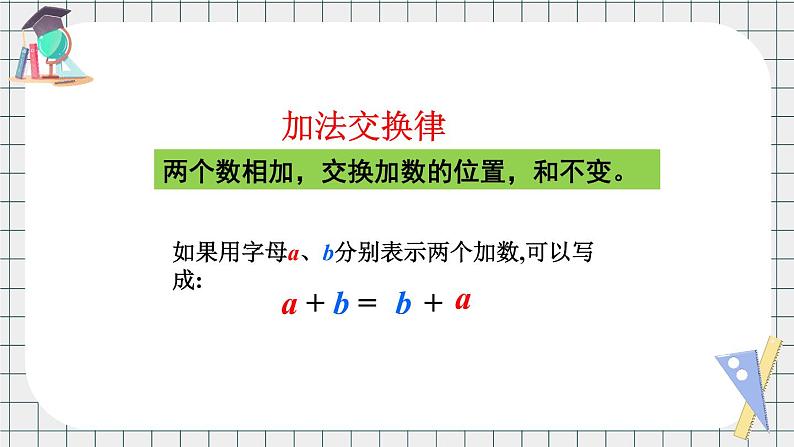 苏教版数学四年级下册第六单元《运算律》 第1课时 加法的交换律和结合律 ppt课件第7页