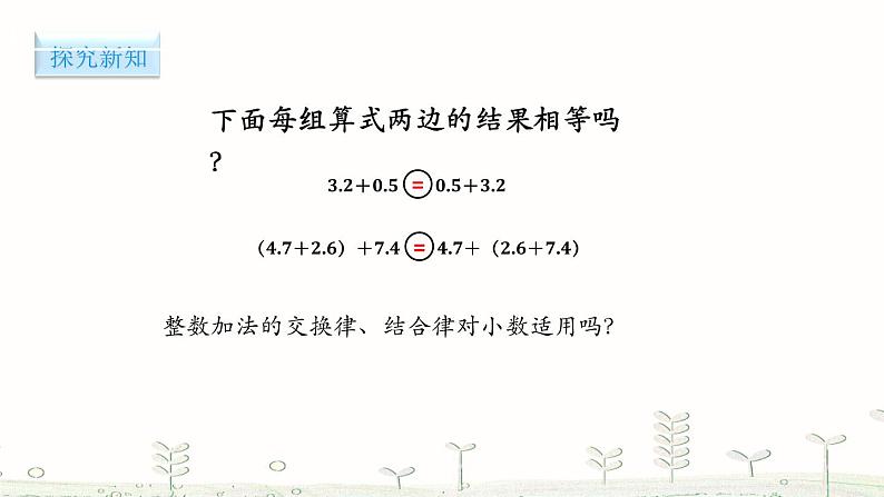 人教版数学四年级下册-06小数的加法和减法-03整数加法运算定律推广到小数-课件0603