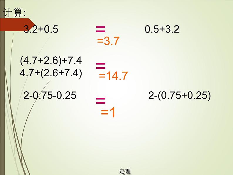 人教版数学四年级下册-06小数的加法和减法-03整数加法运算定律推广到小数-课件01第2页