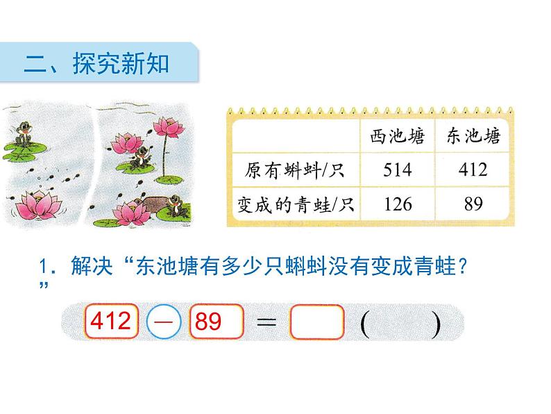 北师大版数学二年级下册-06五 加与减-05小蝌蚪的成长-课件02第3页