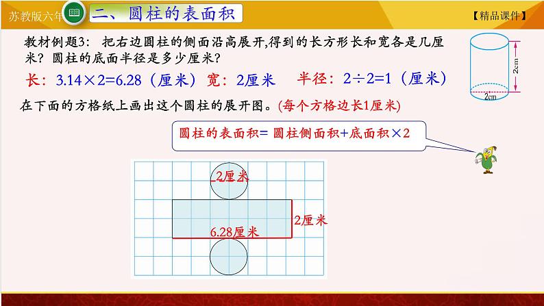 【精品课件】苏教版六年级下册数学 2.2圆柱的表面积07