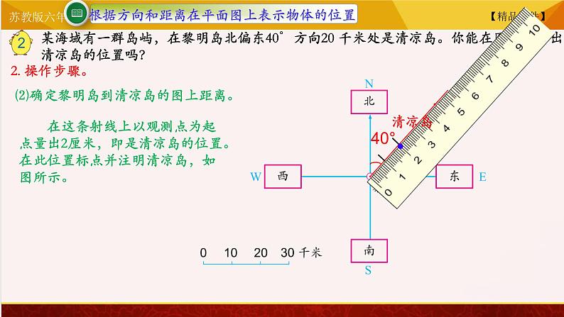 【精品课件】苏教版六年级下册数学 5.2根据方向和距离在平面图上表示物体的位置04