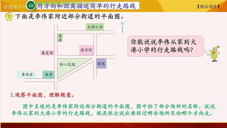 【精品课件】苏教版六年级下册数学 5.3 用方向和距离描述简单的行走路线02