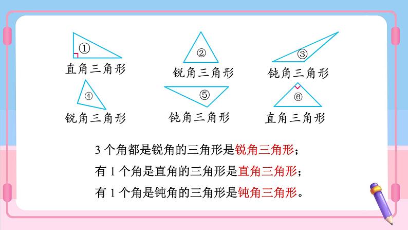 苏教版数学四年级下册第七单元《三角形、平行四边形和梯形》 第4课时 三角形按角分类 ppt课件05