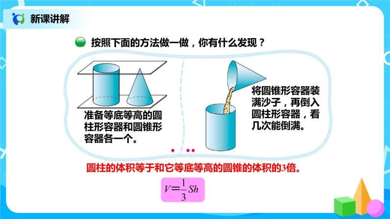 北師大版六年級下冊一圓柱和圓錐圓錐的體積獲獎ppt課件