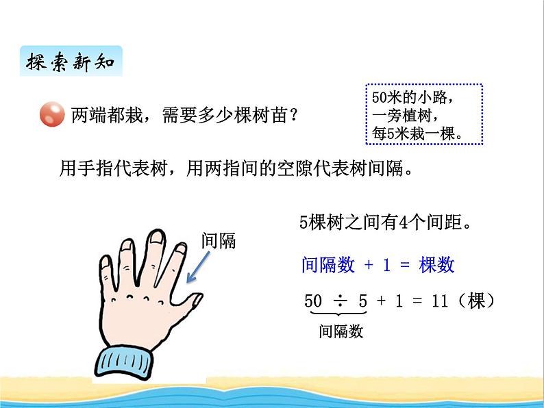 智慧广场植树问题 青岛版小学数学三下课件(五四制)05