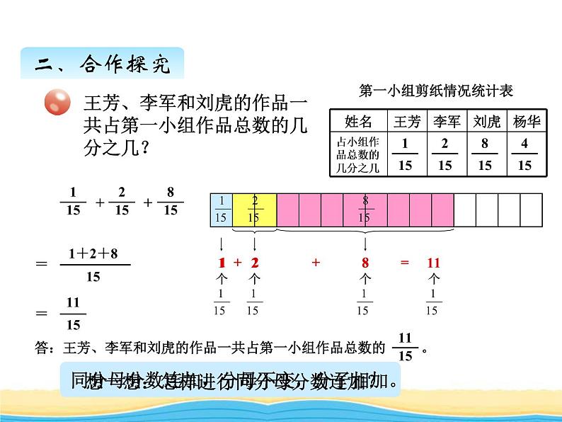 三.3同分母分数连加连减课件 青岛版(六三制)小学数学五下04