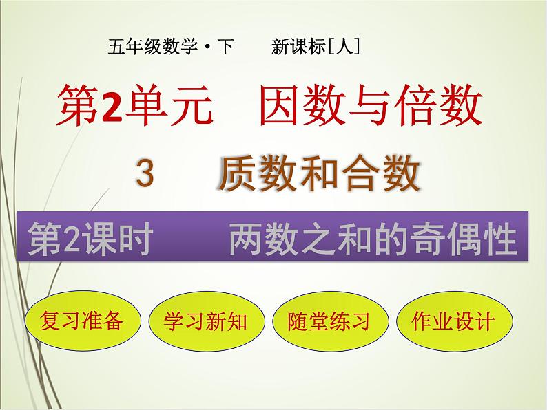 人教版数学五下2.3.2 两数之和的奇偶性（课件）第1页